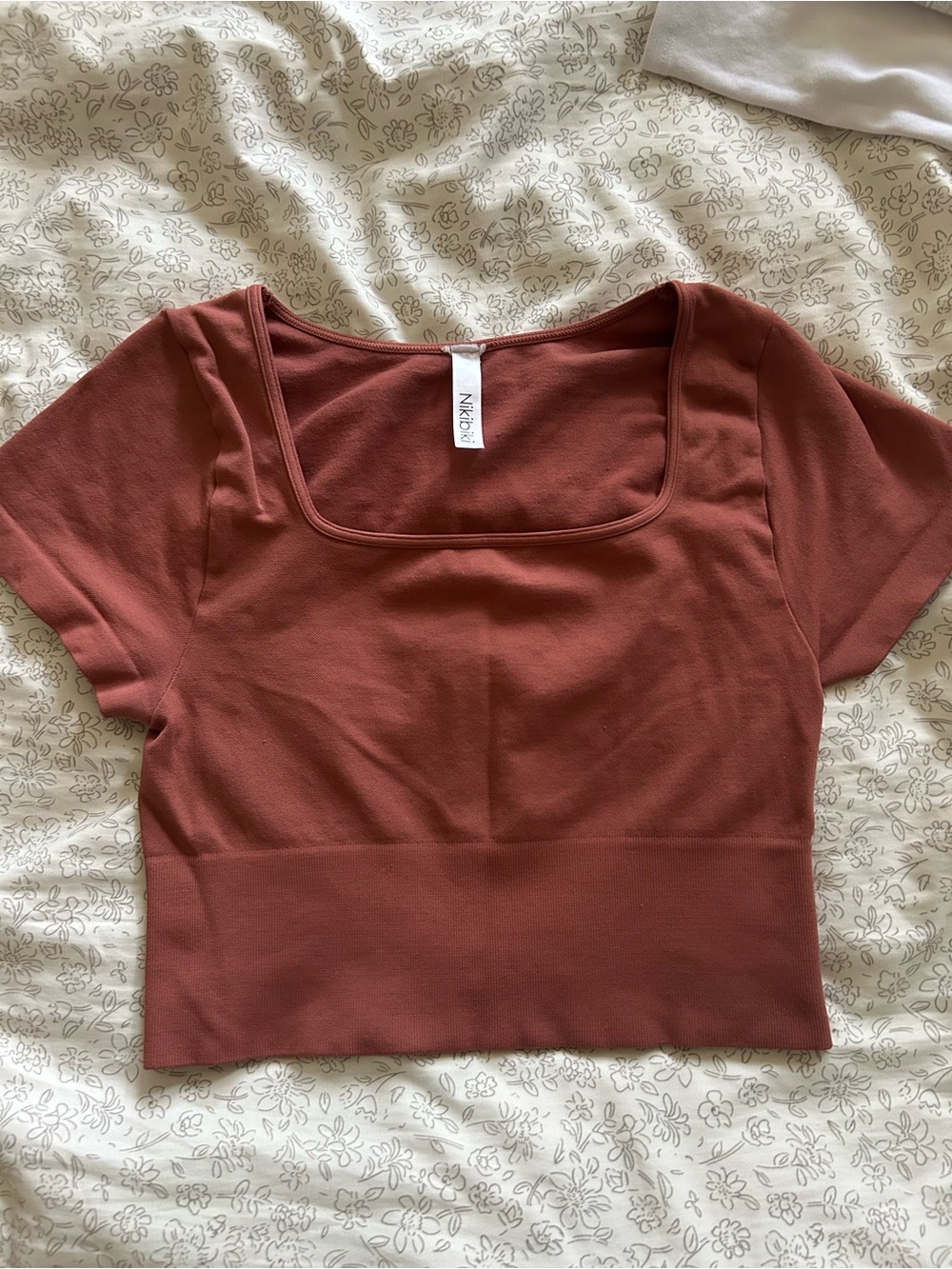 Nikibiki Rust Square-Neck Crop Top
